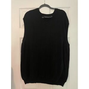 Greg Norman Sweater Vest Mens L Navy Blue V Neck Pullover Golf Logo Preppy